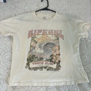 Rip Curl Cream T-Shirt with Tropical Wave Design